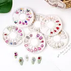 K9 Glass 12 Blanks Mixed 3D Nail Art Stone With Round Rotatable Box