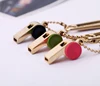 ts0017 New Design Gold Plated Zipper Pulls Green Enamel Whistle Pendant Accessories
