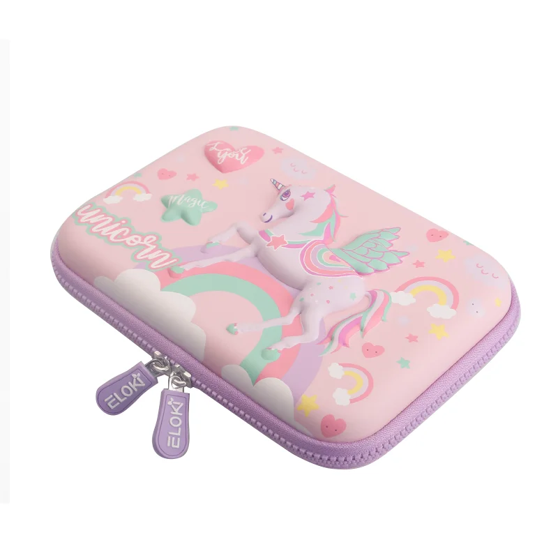 Colored Custom School Students Zipper 3D EVA Pencil Case Pouch Large Capacity Children Pencil Bags with Handle factory