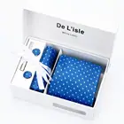 Mens Polyester Necktie Hanky Cufflinks Match Gift Tie Sets