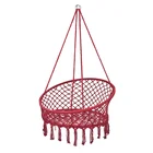 red Round Rope Hammock Swing Macrame Hanging Chair