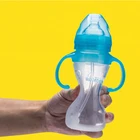 Unique design china baby feeding bottle with spoon and traditional nipple