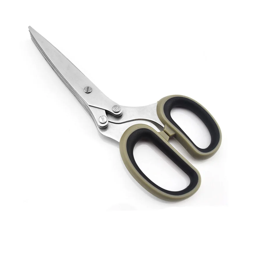 Anti-Slip TPR Coated Handle 5-Blades Kitchen Herb Scissors