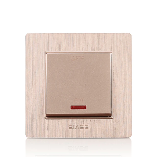 SIASE Brushed Gold DP Double Pole with Neon Water Heater 20A Switch