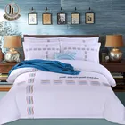 Luxury 4pcs Hotel 3D Printed Linen Bedding Set 100% Cotton Bed Sheet King Size
