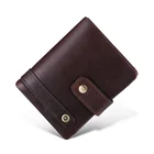 Man Luxury Designer Bifold Trifold Pure Genuine Cow Leather Zip Chain Wallet Purses Rfid For Men