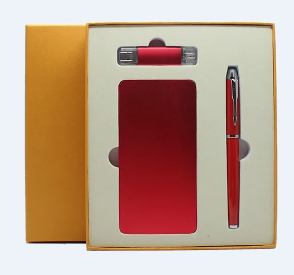 box customized notebook pen gift promotional power bank usb