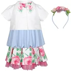 2019 BONNYBILLY GIRL CLOTHING SET WHIT PANAMA HAT SUMMER CHILDREN'S WEAR CUTE CLOTHING