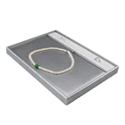 Handmade White Grey PU Leather Stackable Ring Jewelry Packaging Display Trays