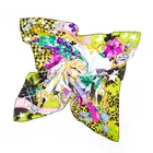 90*90 Fashion Flower Print satin silk hijab scarf solid long satin Silk Scarf For Women