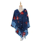 Wholesale Lady Scarf Women Winter Jacquard Blend Plaid Pashmina Tassel Scarf Shawl