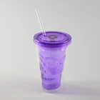 Advertising gift juice tumbler clear plastic double wall customized logo printed tumbler
