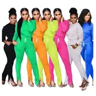 9S00986 Fashion stitching long sleeves long lady palazzo women solid ladies two piece set clothing