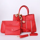 MR50 Stylish pu leather purses shoulder bags ladies red handbags 3 in 1 bag set