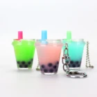 good quality bubble pearl Milk tea keychains beautiful keychains for kids