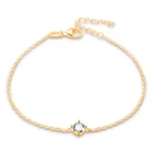 Gold Plated 925 Sterling Silver Aaa Cubic Zirconia Stone Solitaire Diamond Bracelets For Women Jewelry