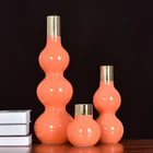 Flowers Ceramic Modern Nordic Orange Porcelain Flowers Bouquet Vases For Home Decor Ceramic Decorative Vase