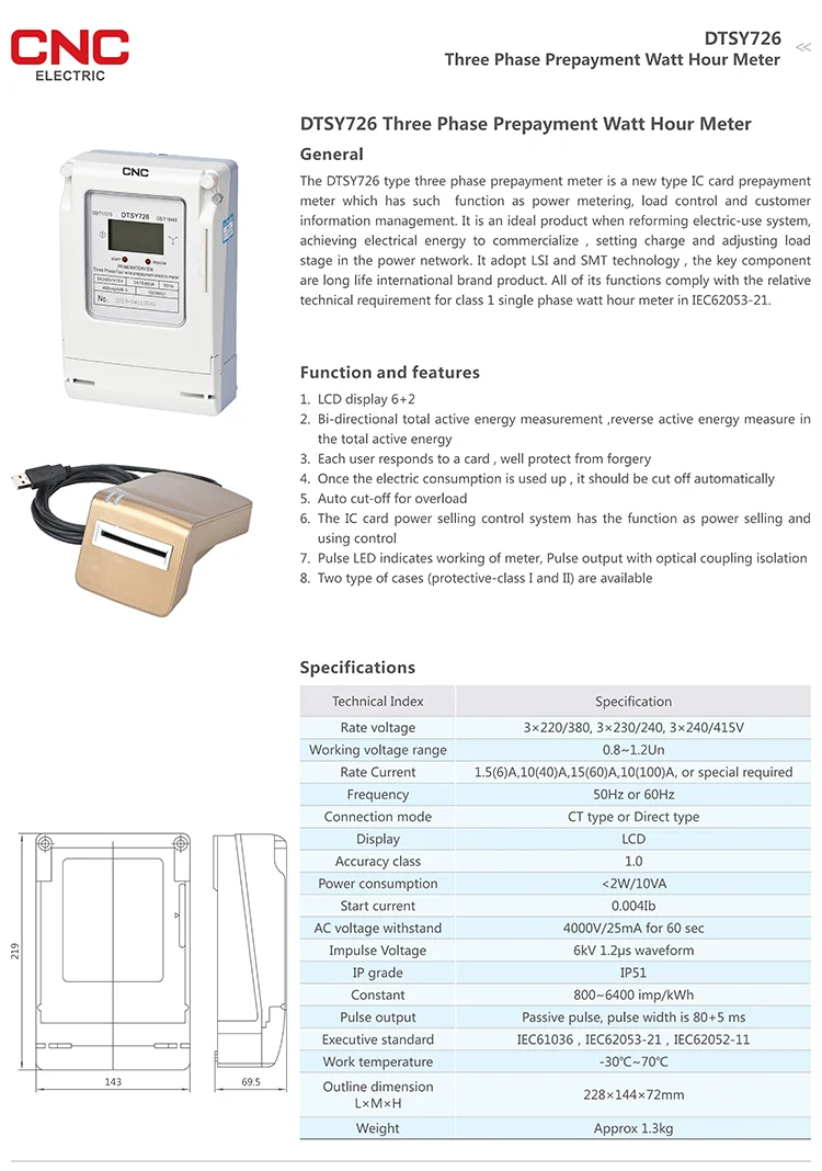 3 three phase led smart energy meter