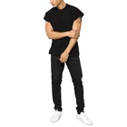 Mens sleeveless t shirt scoop neck gym tank top
