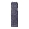 Trendy chocker neck bling bling knitting long slim fit sleeveless dress for women