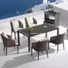 Garden Patio Outdoor Furniture Stainless Steel Dining Table and Chair Set