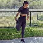 Back Zipper Pocket Yoga Fitness Leggings Black Zip Reflective Pants