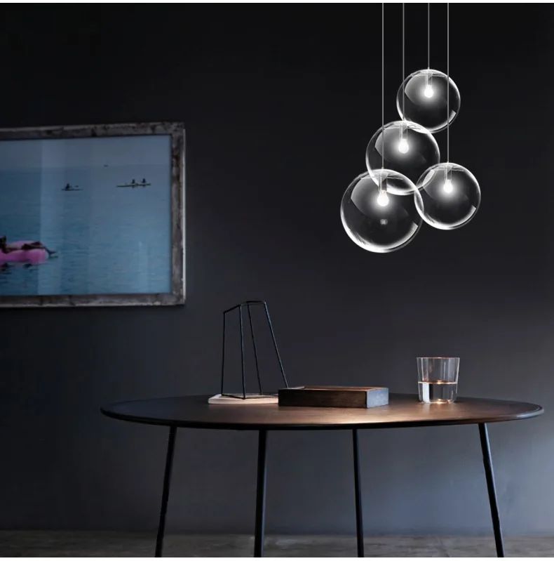 Glass ball shade modern hanging pendant lamp for restaurant hotel
