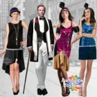 Adult Male and Female 1920's Vintage Gatsby Flapper fancy dress, carnival costumes and cosplay.
