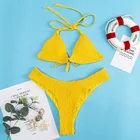Hot Selling Adjustable Bikini Swimwear Quick Dry Triangle Neon Swimsuit Women Breathable Seersucker Swimsuit