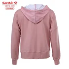 Brand Women 2021 Santic Brand Wholesale Low MOQ Pink Fitness Long Sleeve Gym Hoodies For Women