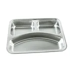 wholesale hotel restaurant school metal stainless steel 201 lunch serving fast food divided tray plate with lid