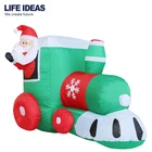 4FT Outdoor Xmas Christmas Inflatable Santa Takes The Train Decoration