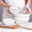 2020 new style Factory wholesale PORCELAIN DINNER SET painted charger plate tableware white square