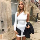 Aliexpress Online Shopping Newest Design Plus Size Women Clothing Sexy Hollow-out One-shouldered Long Sleeve Mini Dresses