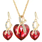 Europe and Korean Wedding Dinner Premium Heart-Shaped Crystal Zircon Earrings Necklace Jewelry Set