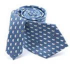 Men Casual 100% Silk Twill Neck Ties Custom Logo All Over Printed Neckties Light Blue Bird Flowers Corbatas Para Hombre
