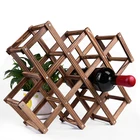 High Quality Eco Friendly Expanding Red Wine Shelf Wine Holders Wood Foldable 10-Bottles Bamboo Wine Rack