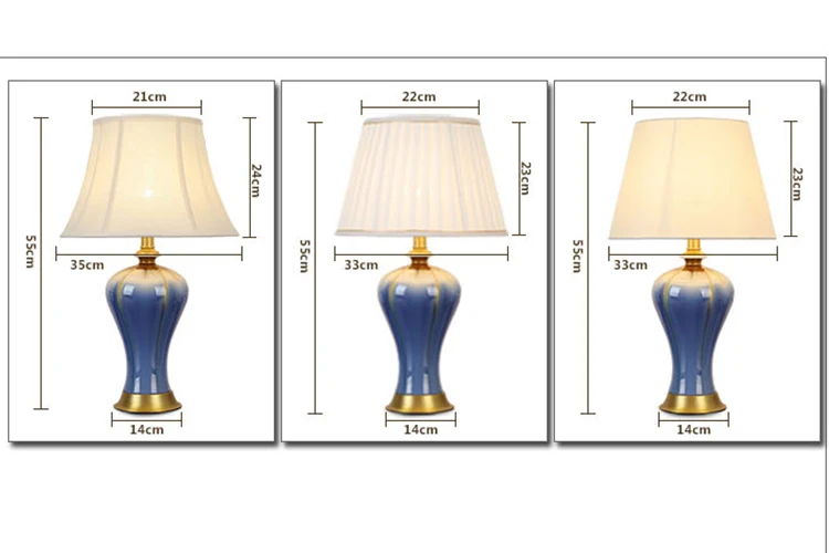 Chinese ceramic vase blue ceramic table lamp American desk light