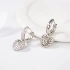 Luxury Heart ZIrcon Hoope Earrings Full CZ Earrings For Women Stylish Wedding Party