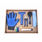 Pet Dog Nail Clippers Set Hair Removal Bathing Gloves Cleaning Dog Grooming Kit