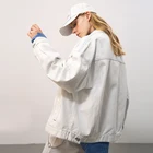 Wholesale high quality streetwear casual design comfortable loose men jean coats plain white women denim jacket