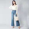 Factory price wholesale light blue women wide leg jeans with best quality