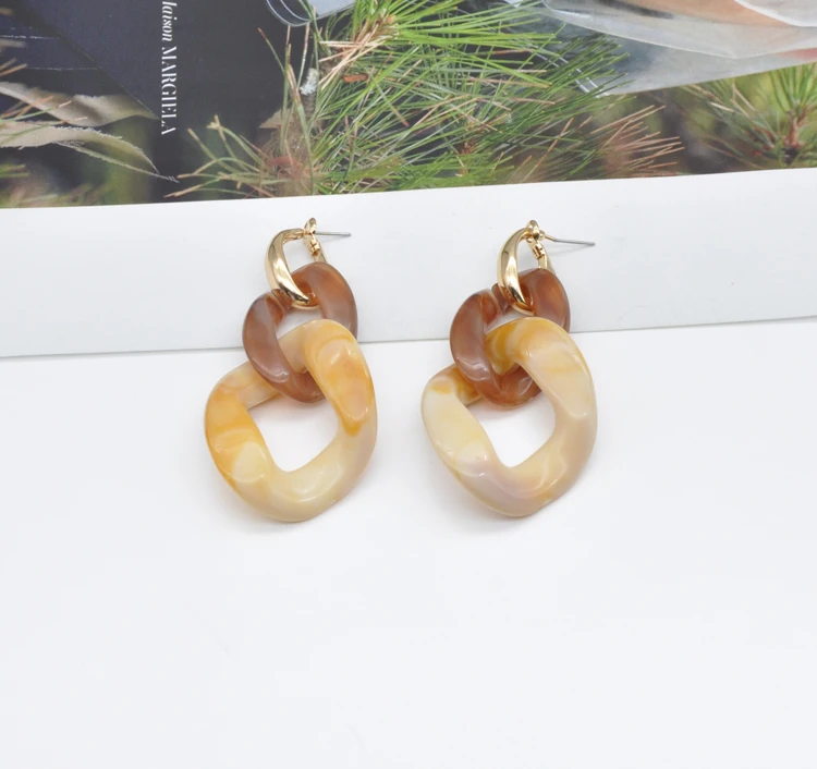 2021 INS cold wind chunky irregular geometric acrylic cuban chain earrings