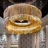 Big otel lobby glass crystal chandelier project round pendant lights for hotels gold crystal chandelier