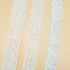 Polyester And Cotton Lace Trim White Flower Embroidered Saree Border Trim Lace For Cloth