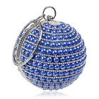 Design blue beaded round ball shape evening clutch crystal evening bags for party wedding
