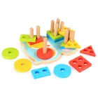 Hot Deal Early Education Kids Games Shape Matches Wooden Toy Owl Stacker