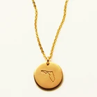 Olivia Custom world map choker min cion disc engraved USA states map necklaces 18k gold necklace for Women Jewelry