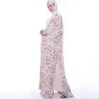 Abaya Dubai Kaftan Elegant Soft Printed Chiffon Cardigan Muslim Lacing Women Wear Outside Open Kimono In Stock