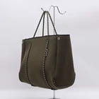 Lightweight Neoprene green color tote bag woman shoulder bags